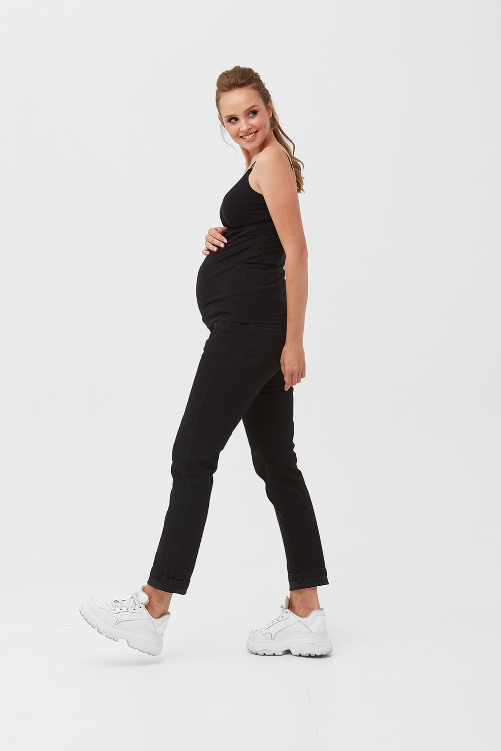 gravid- og ammetanktopp i svart for graviditet og amming