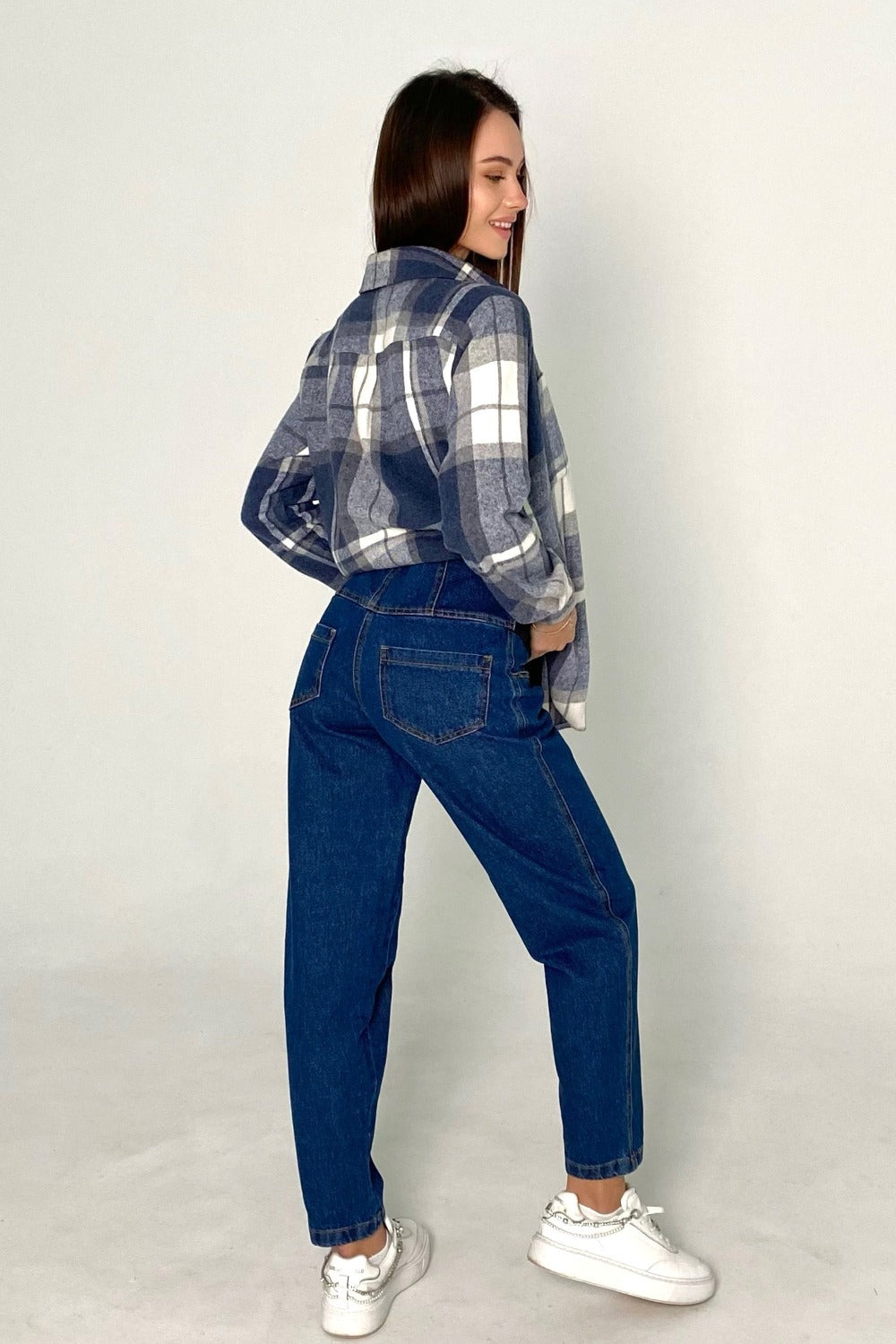 gravidjeans mom i blå for gravide