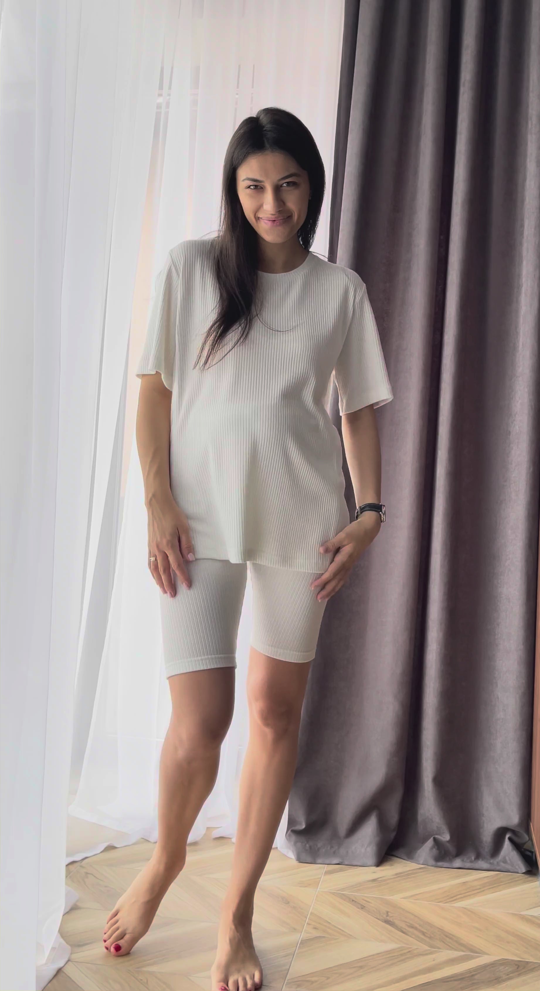 Komfort Sett - Ribbet T-skjorte&shorts milk 2307(2222) 1551